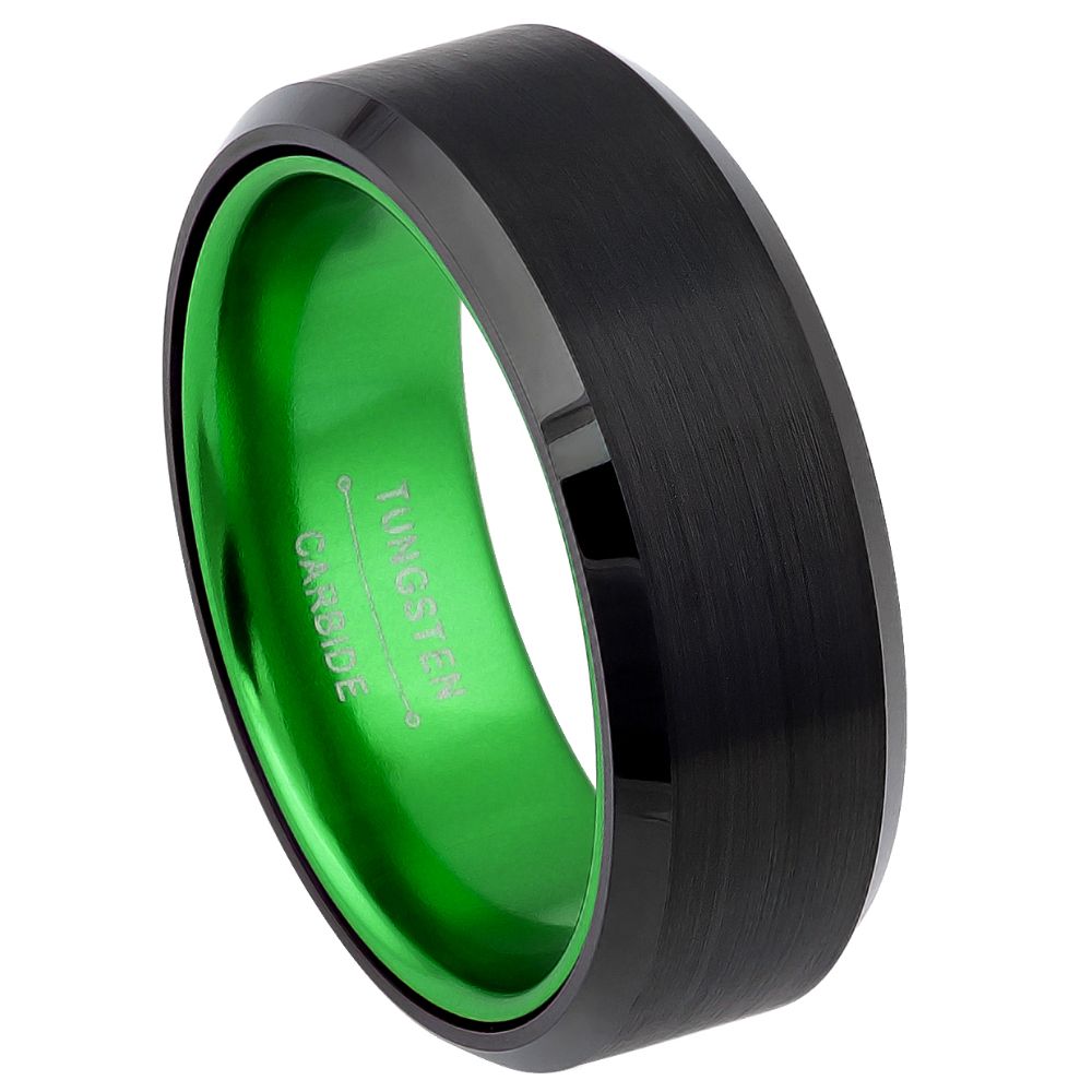 Tungsten Carbide 8mm Beveled Edge Wedding Band – hypoallergenic, scratch-resistant | Exclusive Jewelers USA