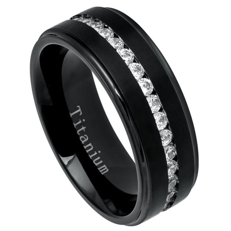 Titanium 8mm Engagement Ring Brushed