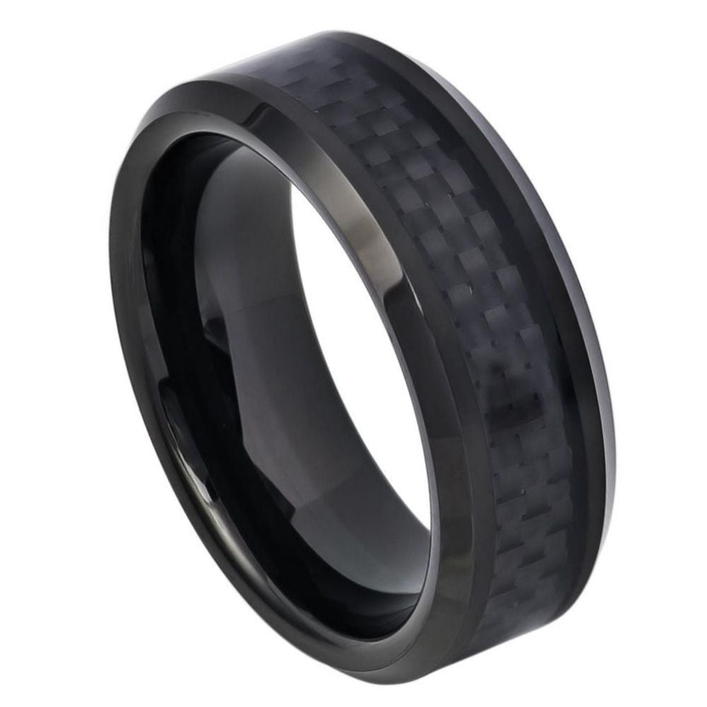 Tungsten Carbide 8mm Black Finish Wedding Band – hypoallergenic, scratch-resistant | Exclusive Jewelers USA