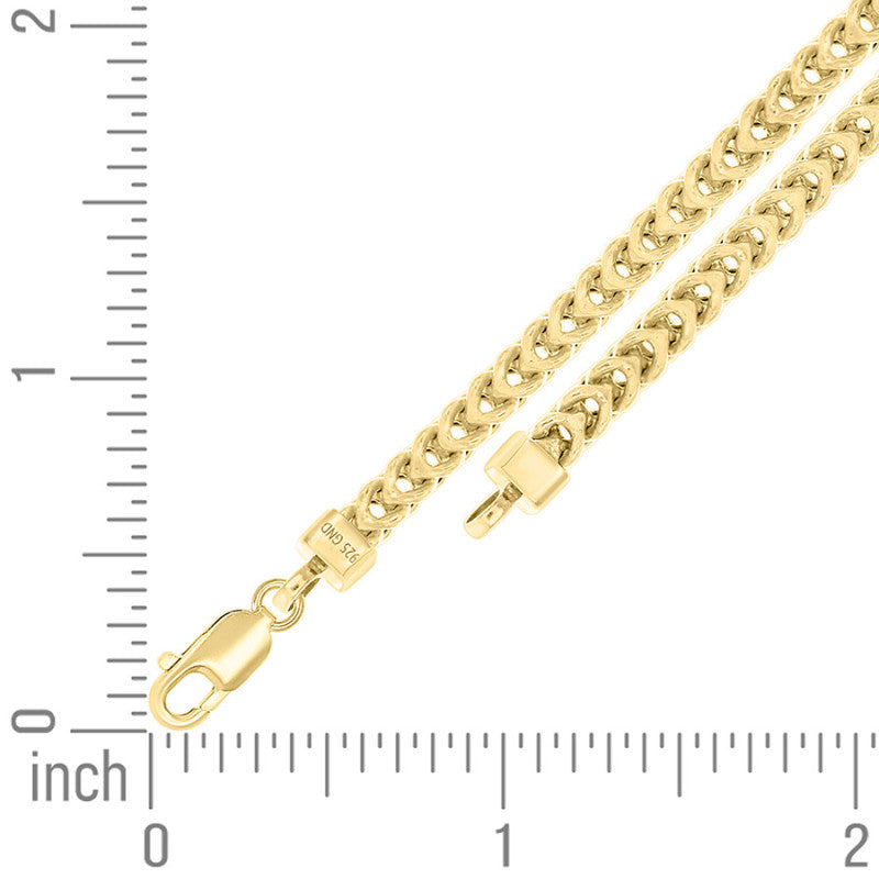 925 Silver Hollow Franco Chain Yellow 4.5mm