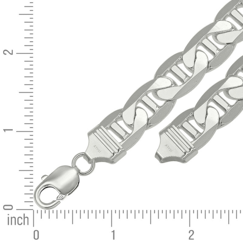 925 Sterling Silver Solid Classic Mariner Chain 13mm