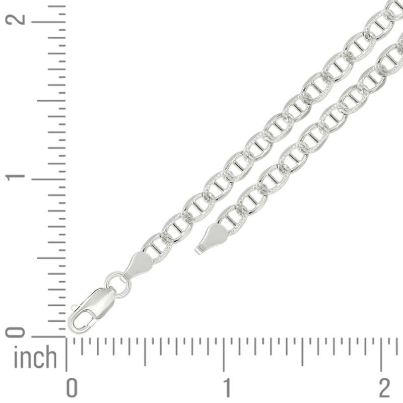 925 Sterling Silver Solid Pave Classic Mariner Chain 4mm