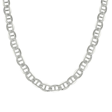 925 Sterling Silver Solid Pave Classic Mariner Chain 5mm