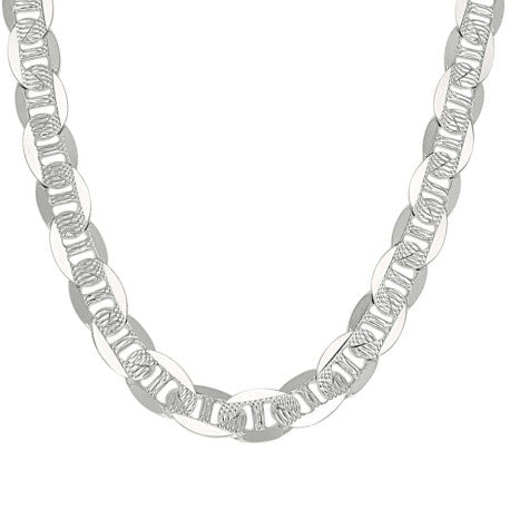 925 Sterling Silver Solid Pave Classic Mariner Chain 9.5mm