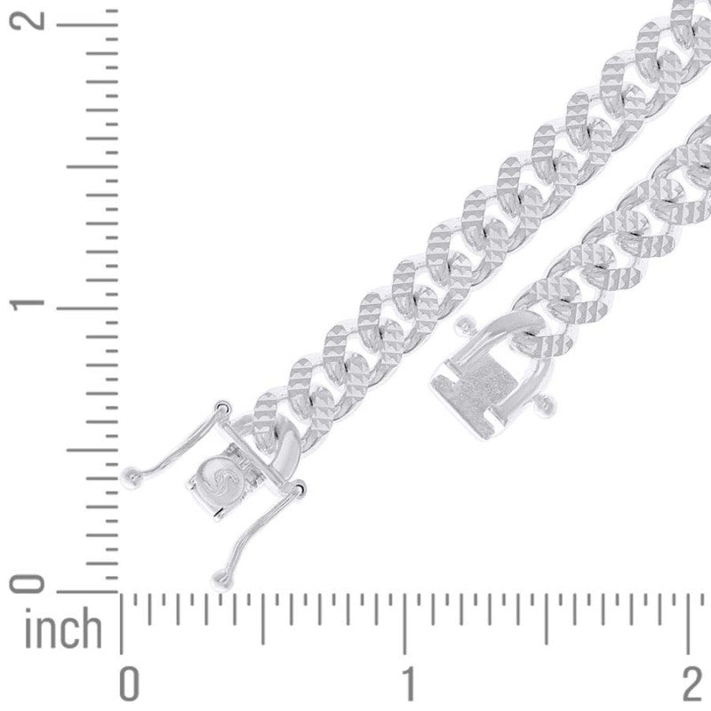 925 Silver Solid Miami Cuban Pyramid Chain 7mm
