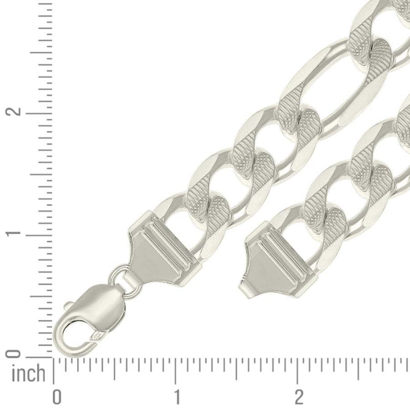 925 Silver Solid Pave Classic Figaro 14.0mm