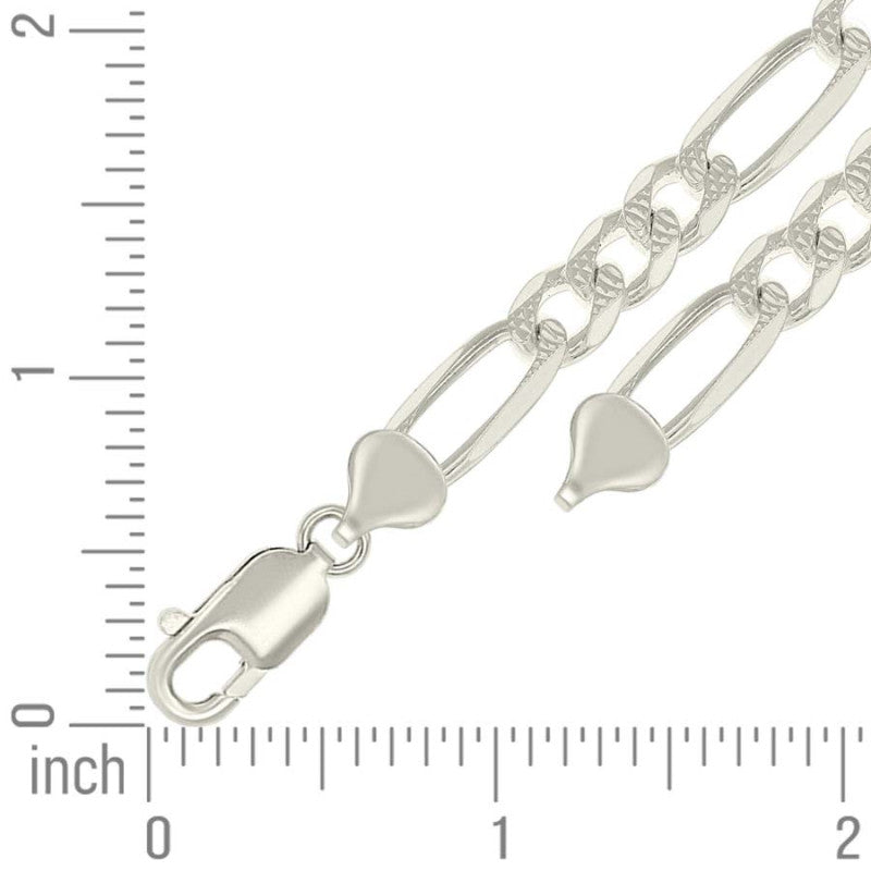 925 Silver Solid Pave Classic Figaro 8.0mm