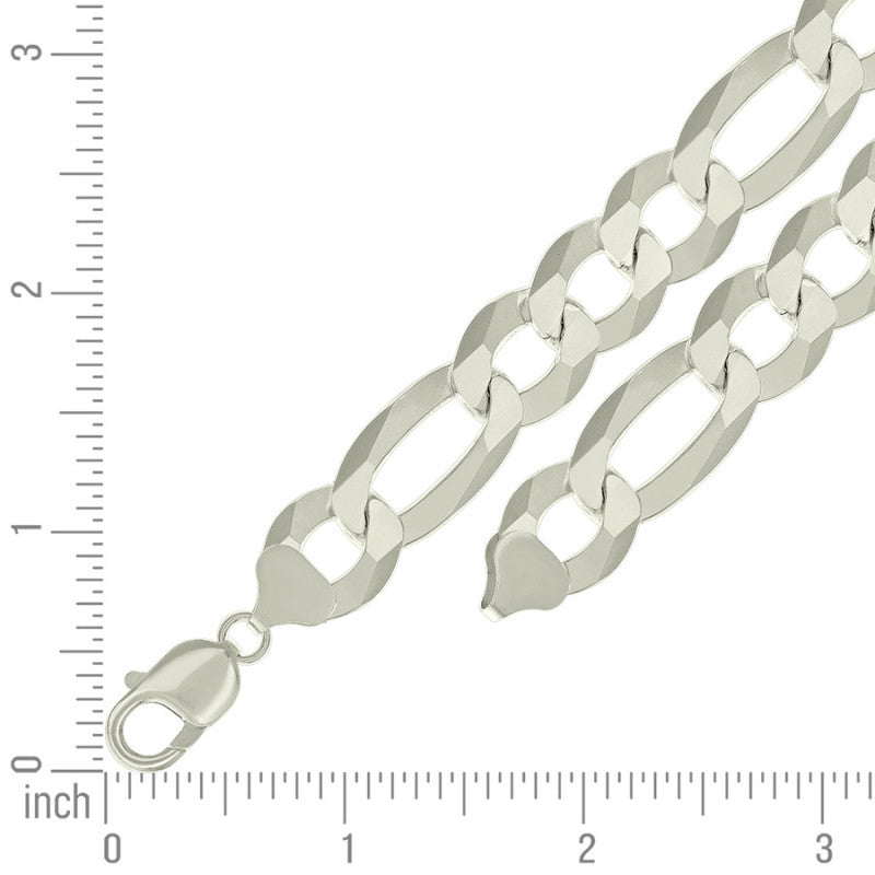 925 Silver Super Flat Figaro Chain 350 13.5mm