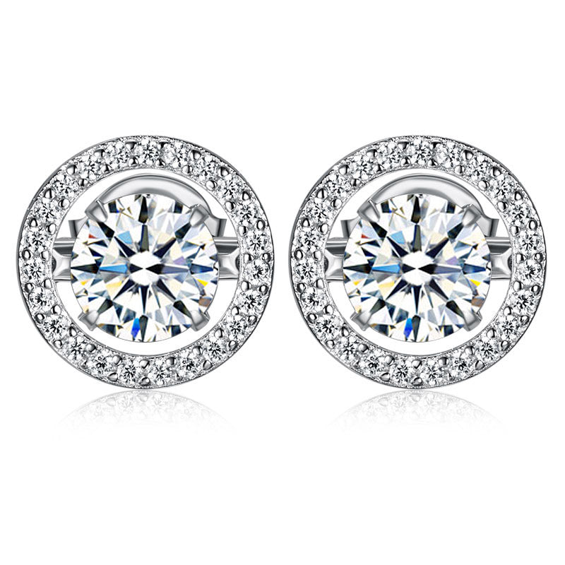 Dancing Stone Stud Earrings 925 Sterling Silver XFE8129