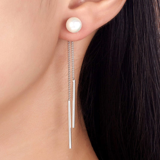 Drop Bridal Wedding 925 Sterling Silver Simulated Pearl Earrings Bridesmaid Jewelry XFE8133