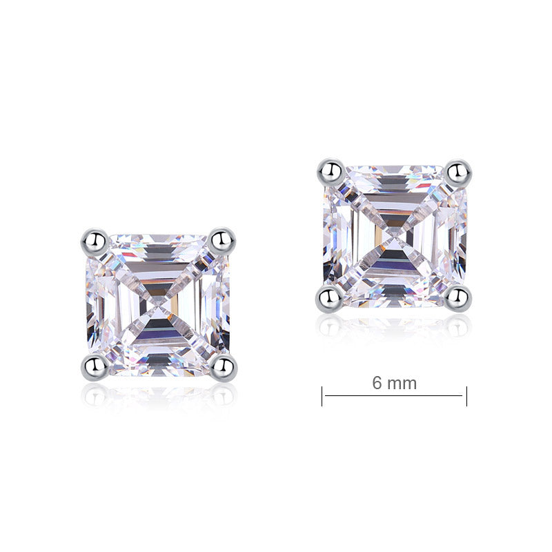 1 Ct Asscher Cut Simulated Diamond Stud Earrings 925 Sterling Silver XFE8183
