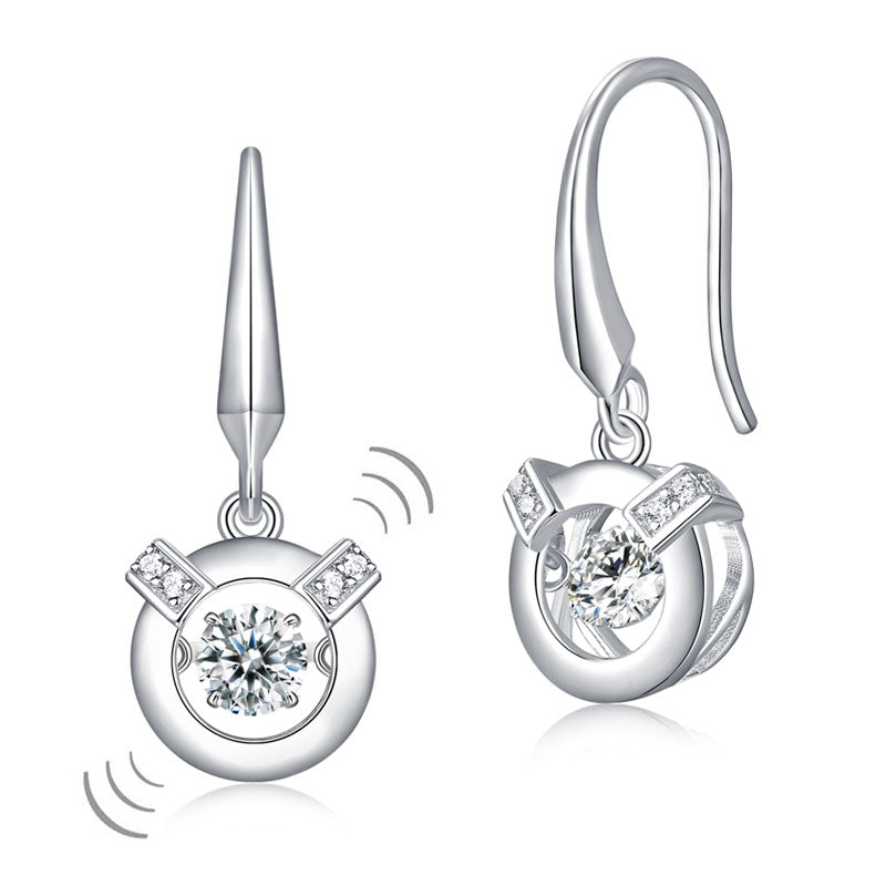 Dancing Stone Earrings Dangle Hook 925 Sterling Silver XFE8202