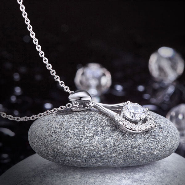 Heart Tear Drop Pendant Necklace 925 Sterling Silver Jewelry Simulated Diamond XFN8059