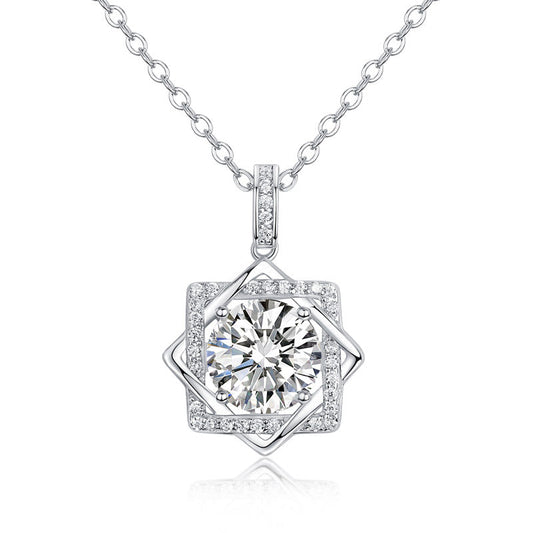 2 Carats Moissanite Diamond Octagram Pendant Necklace 925 Sterling Silver MFN8157