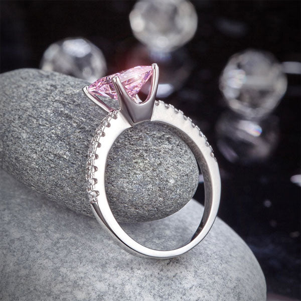 1.5 Ct Fancy Pink Simulated Diamond 925 Sterling Silver Wedding Ring Promise Anniversary XFR8246