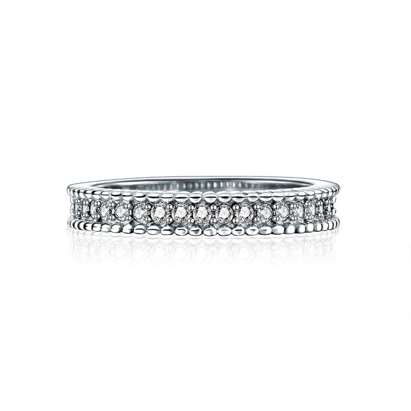 Solid 925 Sterling Silver 2-Pcs Wedding Engagement Ring Set 1 Ct Simulated Diamante Jewelry XFR8276