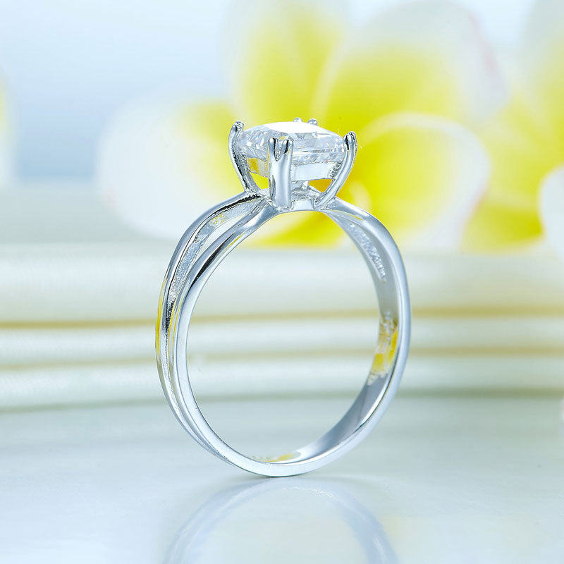 Princess Cut 1 Ct Solid 925 Sterling Silver Ring Promise Anniversary Engagement Wedding Jewelry XFR8289