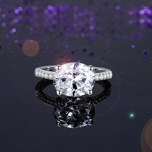 Solid 925 Sterling Silver 4 Carat Wedding Anniversary Ring Oval Cut Luxury Jewelry XFR8300