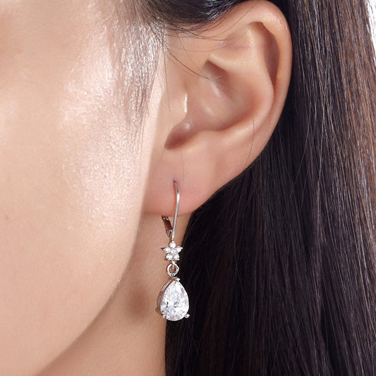 2 Carat 925 Sterling Silver Dangle Bridal Wedding Bridesmaid Earrings Jewelry XFE8108
