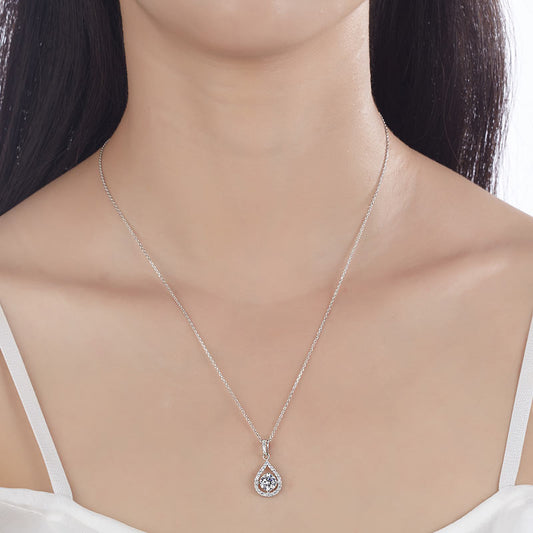 1 Carat Round Cut Simulated Diamond Bridal 925 Sterling Silver Pendant Necklace XFN8035
