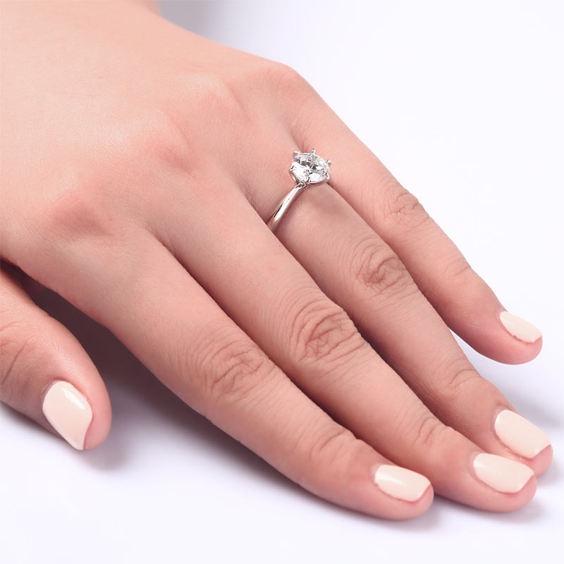 6 Claws Simulated Diamond Engagement Ring 925 Sterling Silver Classic XFR8002