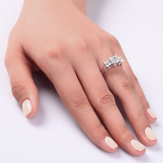 1.5 Carat 3-Stones Simulated Diamond 925 Sterling Silver Wedding Anniversary Ring XFR8008