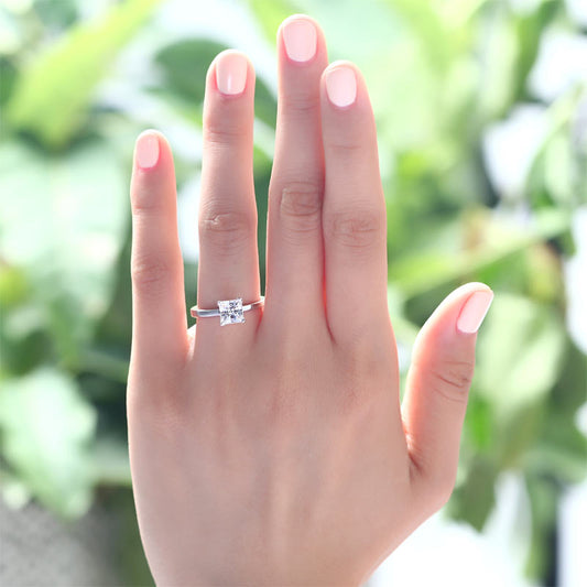 1 Carat Princess Simulated Diamond Engagement Sterling 925 Silver Ring XFR8025
