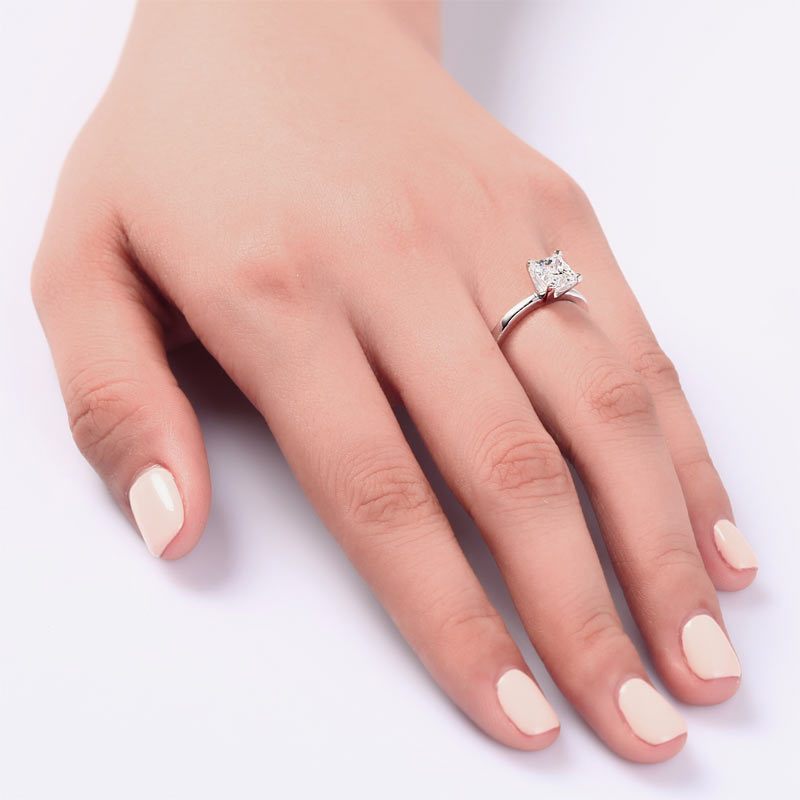 1 Carat Princess Simulated Diamond Engagement Sterling 925 Silver Ring XFR8025