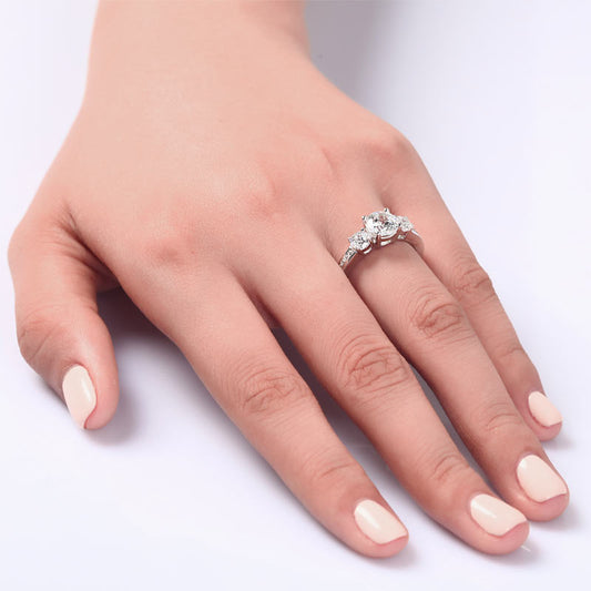 3 Stone Simulated Diamond Solid Sterling 925 Silver Ring XFR8065