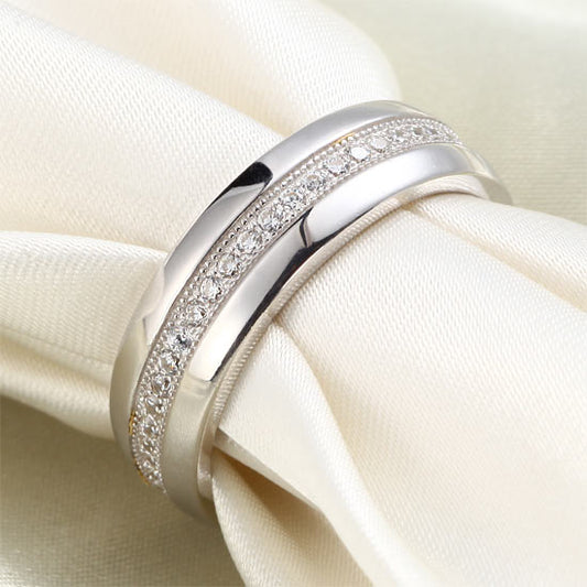Men's Wedding Band Solid Sterling 925 Silver Simulated Diamond Ring XFR8068