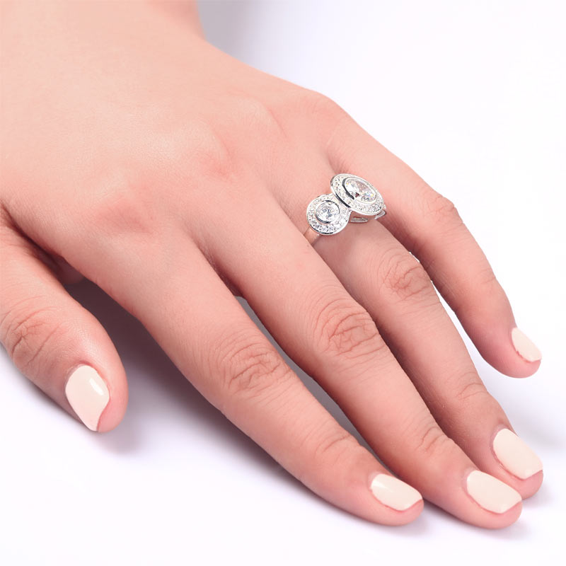 Art Deco 2.5 Carat Simulated Diamond Solid 925 Sterling Silver Wedding Engagement Ring XFR8089
