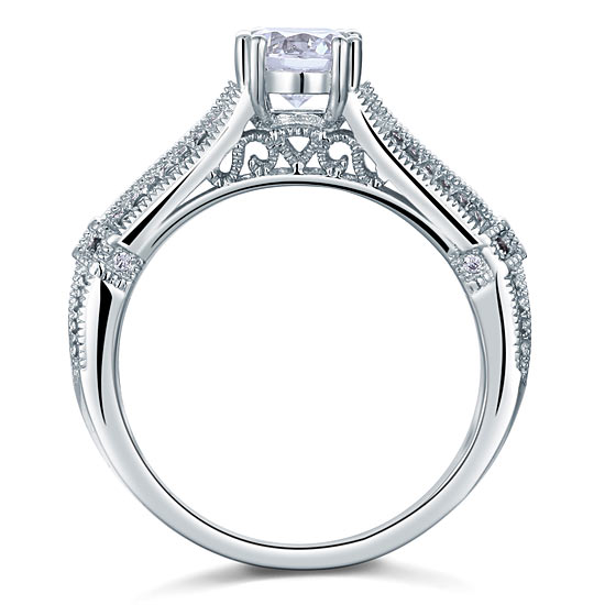 Vintage Style 1 Carat Simulated Diamond Solid 925 Sterling Silver Bridal Wedding Engagement Ring Jewelry XFR8109