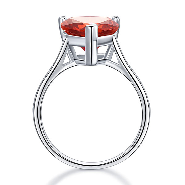 925 Sterling Silver Bridal Ring 3.5 Carat Heart Ruby Red Simulated Diamond Jewelry XFR8217
