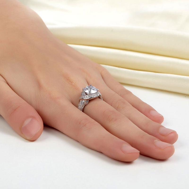 Vintage Style Art Deco 925 Sterling Silver Ring Promise Engagement XFR8238