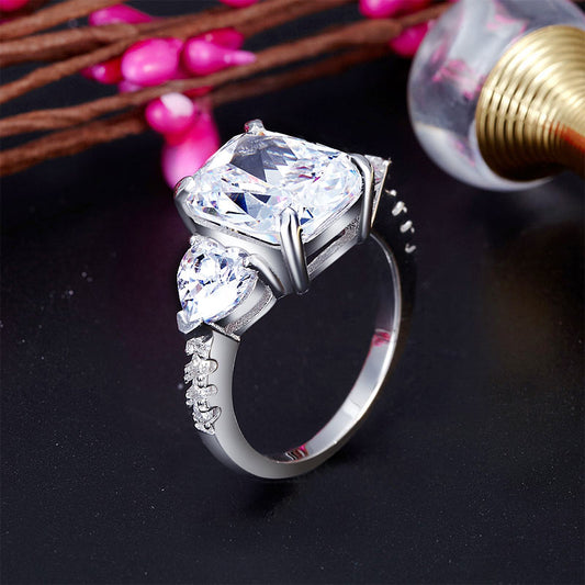 5 Carat Simulated Diamond 925 Sterling Silver Ring Three-Stone Luxury Jewelry XFR8311