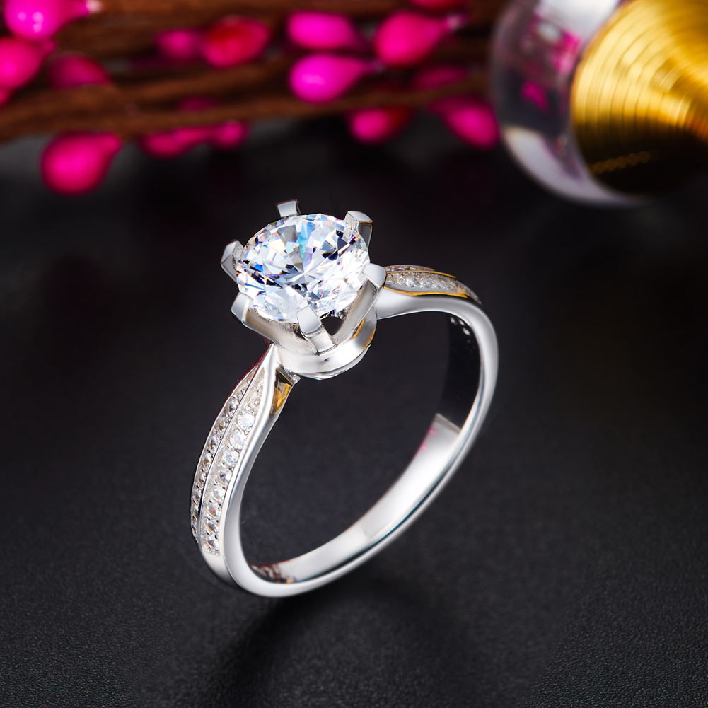 Engagement Crown Ring 925 Sterling Silver 1 Ct Simulated Diamond XFR8318