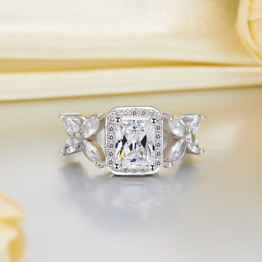 Pageant Luxury Ring Solid 925 Sterling Silver Butterfly Wedding Jewelry XFR8322