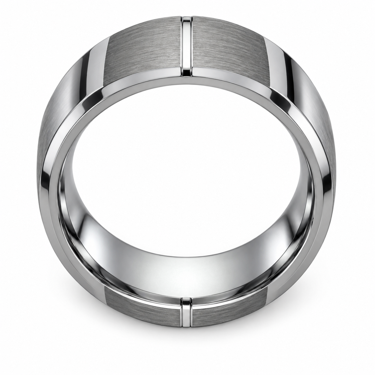 Tungsten 8mm Beveled Edge Beveled Wedding Band for Men — topdown alternate product view
