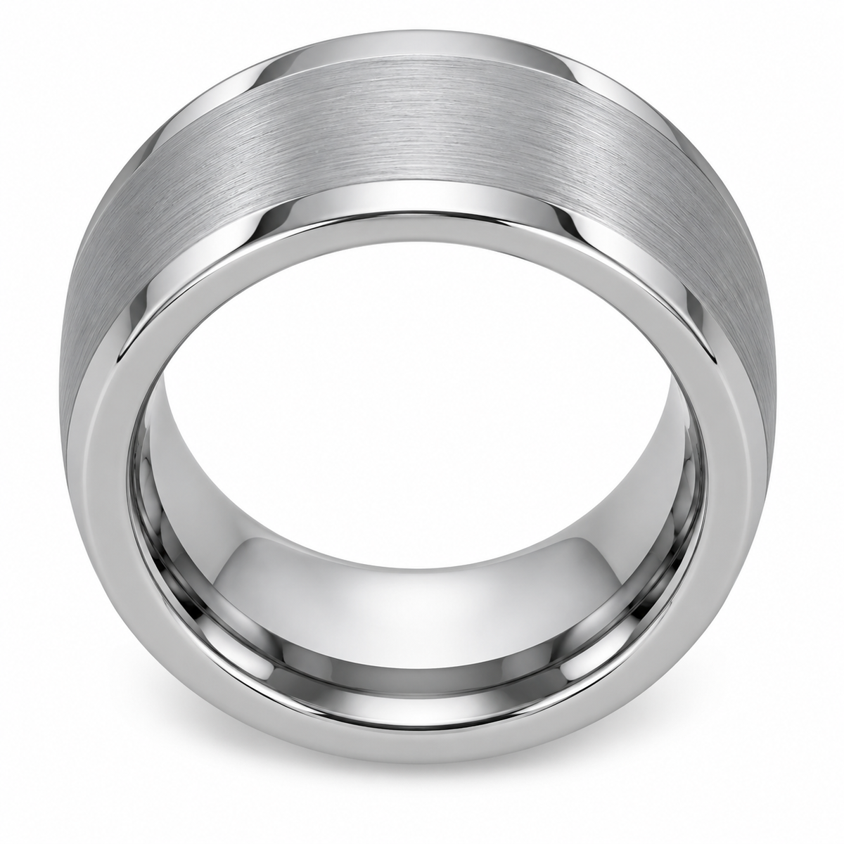 Silver Brushed Finish Tungsten 8mm Engagement Ring — topdown alternate product view