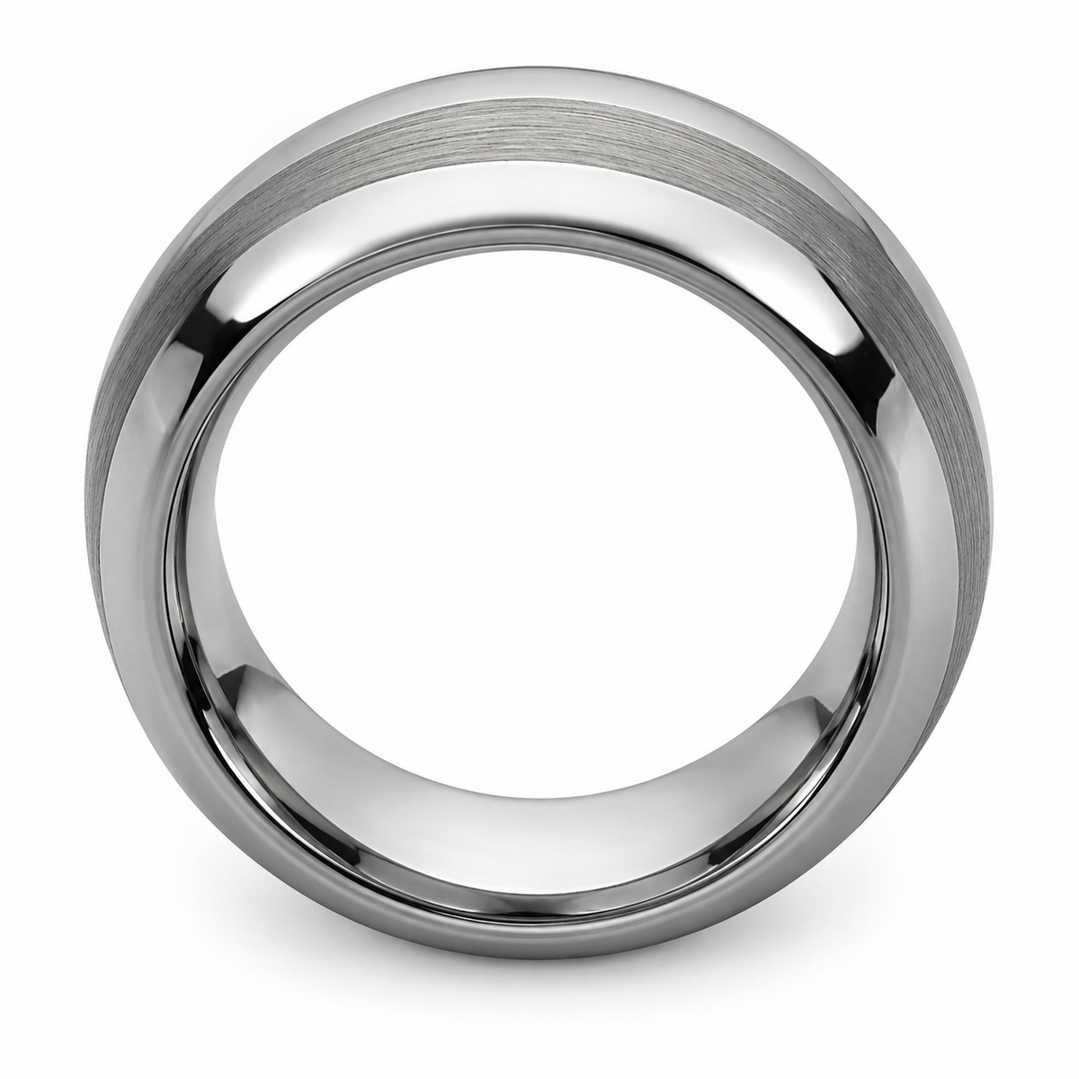 Silver Polished with Brushed Center Tungsten 8mm Promise Ring — topdown alternate product view