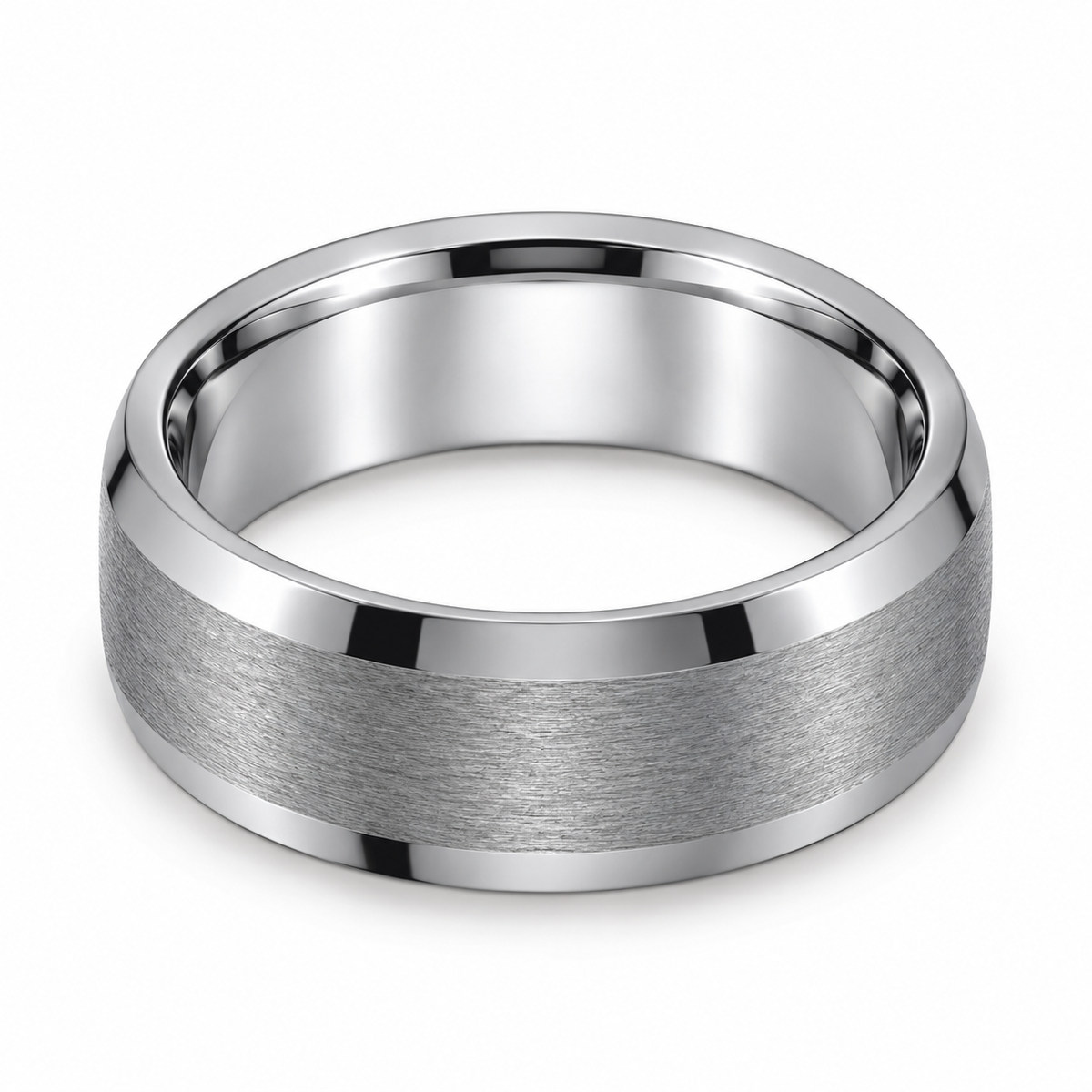 Tungsten Carbide 10mm Beveled Polished-Trim Wedding Band — topdown studio product view