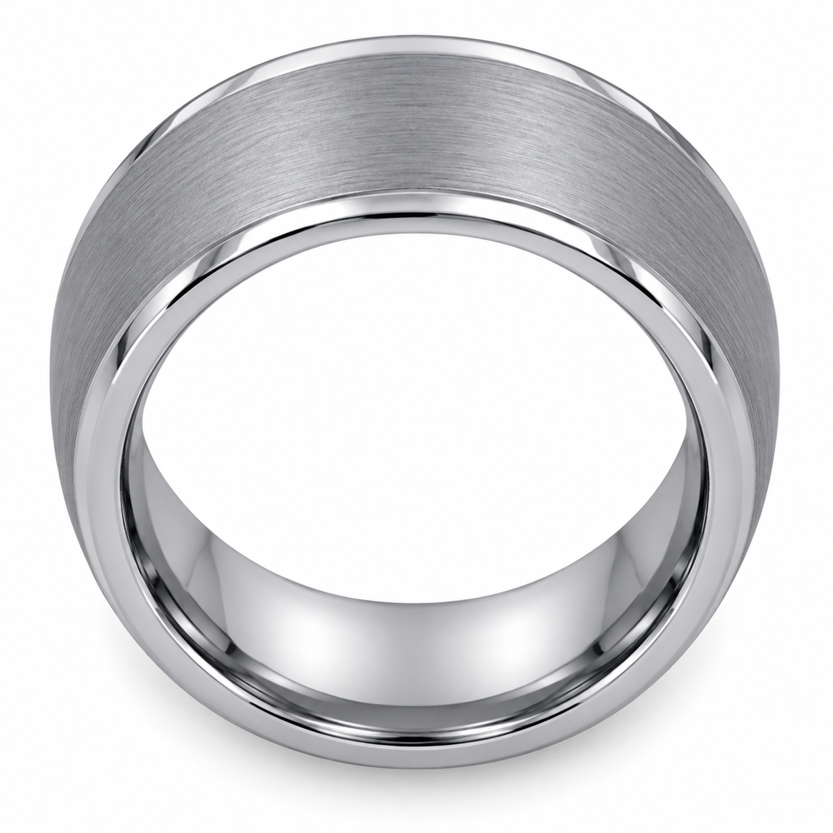 Silver Brushed Finish Tungsten 8mm Wedding Band - Style 5 — topdown alternate product view