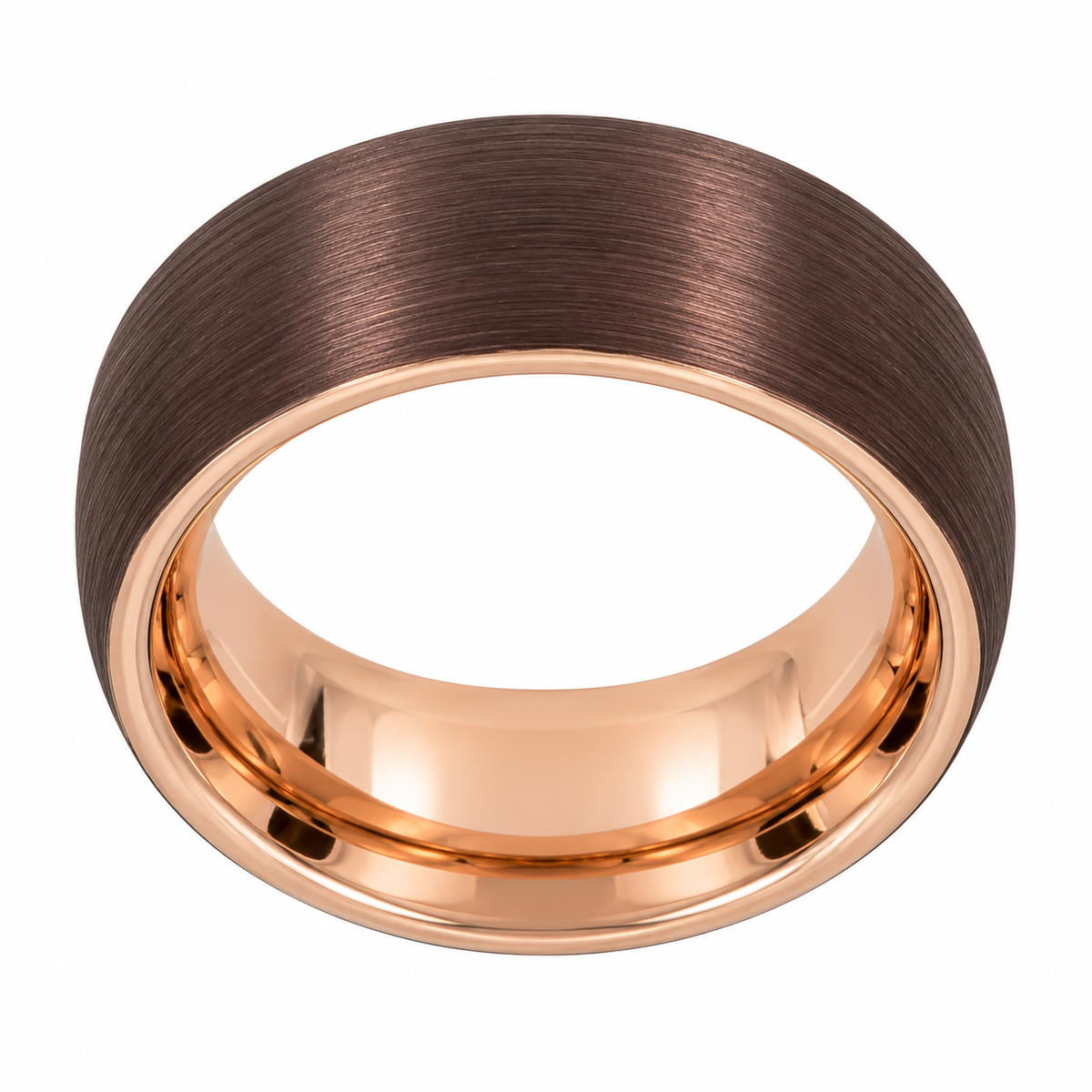 Bronze Brushed Finish Tungsten 8mm Wedding Band — topdown alternate product view