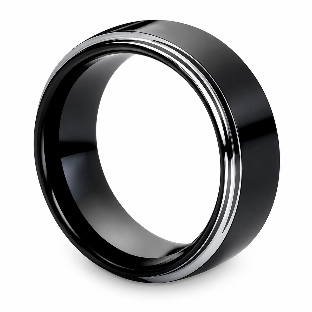 Black Polished Finish Tungsten 8mm Promise Ring — topdown alternate product view