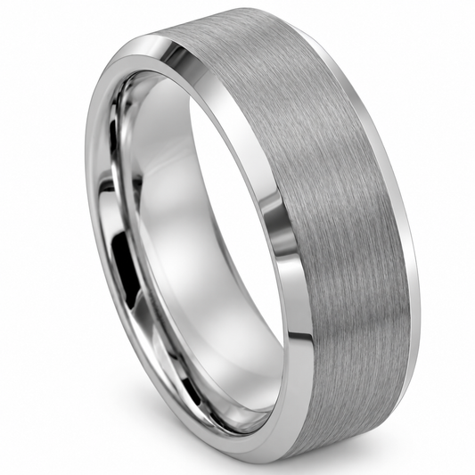 Silver Brushed Finish Tungsten 8mm Promise Ring