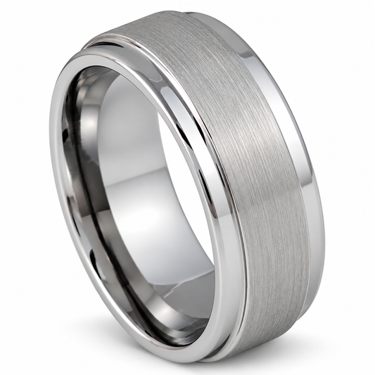 Silver Brushed Finish Tungsten 9mm Wedding Band