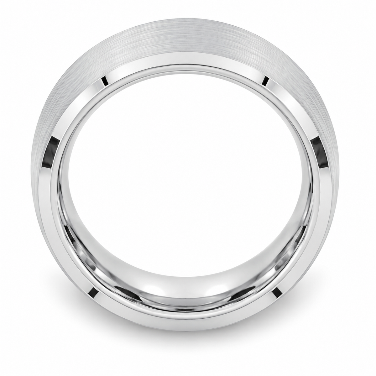 Silver Brushed Finish Tungsten 6mm Engagement Ring — topdown alternate product view