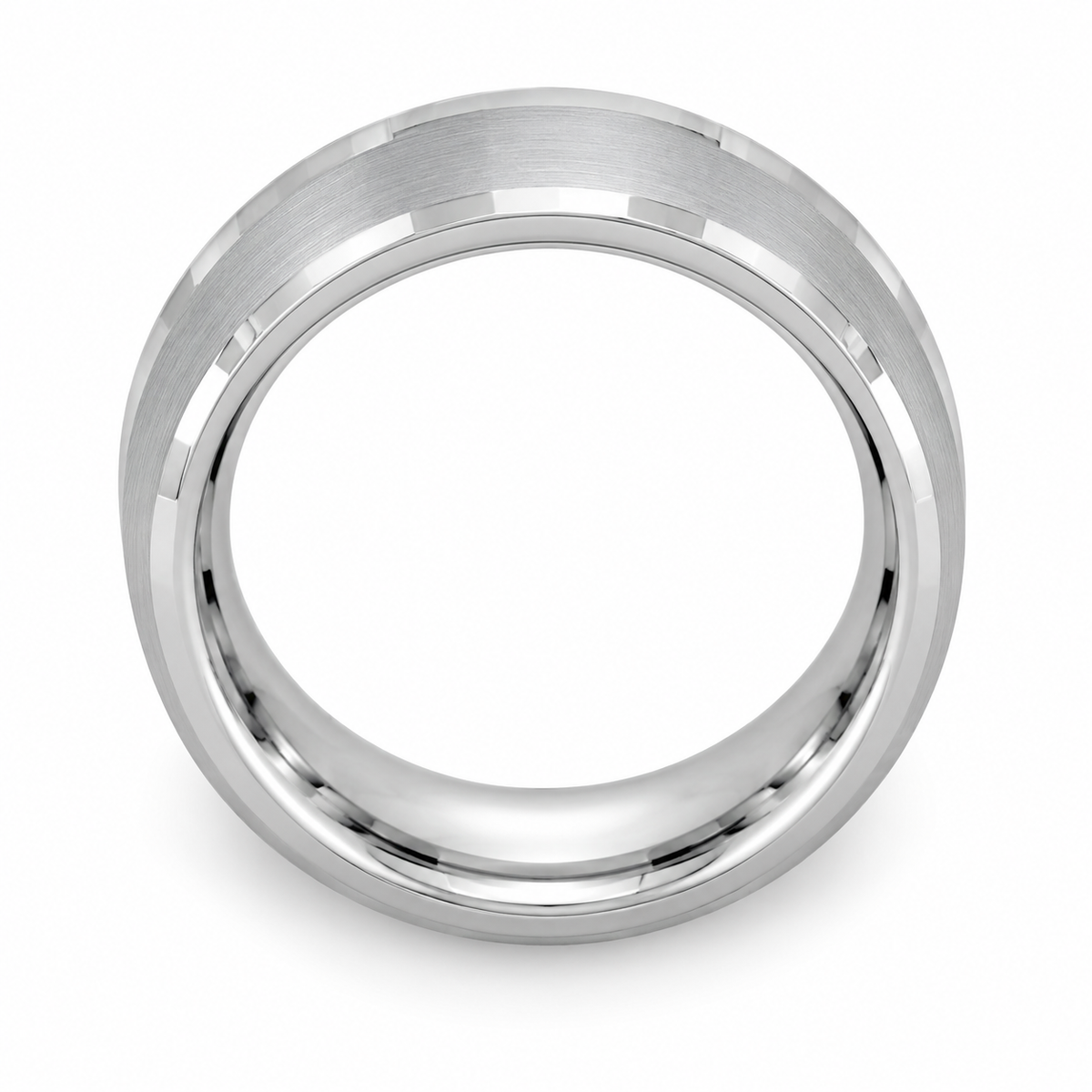 Silver Brushed Finish Tungsten 6mm Wedding Band - Style 3 — topdown alternate product view