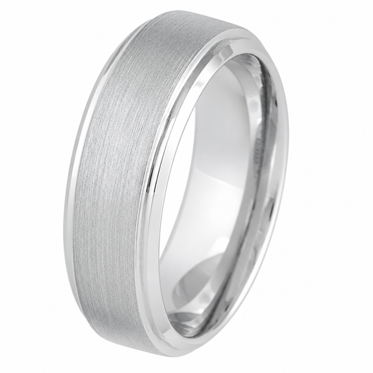 White Tungsten 8mm Polished Promise Ring for Men
