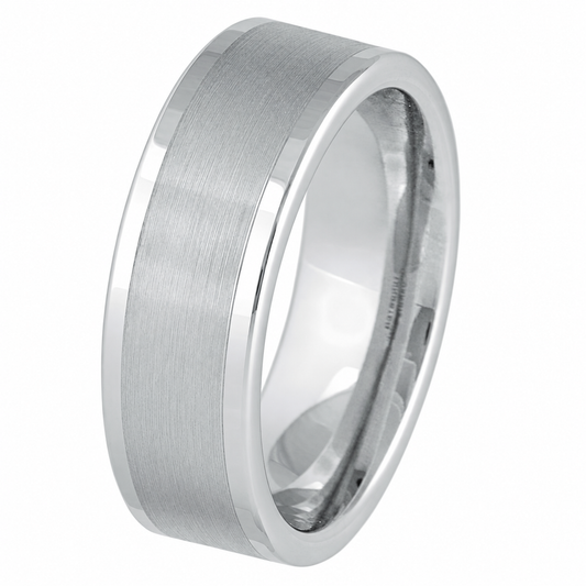 White Tungsten 8mm Polished Wedding Band for Men